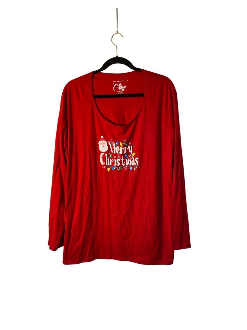NWT just my size red merry Christmas graphic longsleeve T-shirt 4X